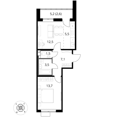 Купить двухкомнатную квартиру в ЖК 1-й Шереметьевский в Химках. Вариант № 9825654, 0, площадь -  квм, цена 15339840 рублей