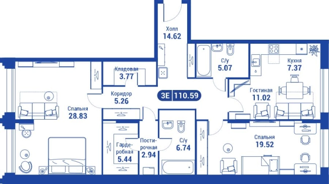 . Вариант № 77109, 0, площадь - 109.7 квм, цена 40472718 рублей