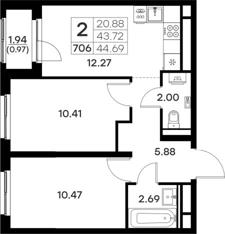 Купить квартиру в ЖК Glorax Октябрьский в Владимире. Вариант № 134252, 0, площадь -  квм, цена 6589999 рублей