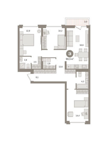 Купить трехкомнатную квартиру у метро Домодедовская в Видном. Вариант № 8615448, 0, площадь -  квм, цена 15800000 рублей