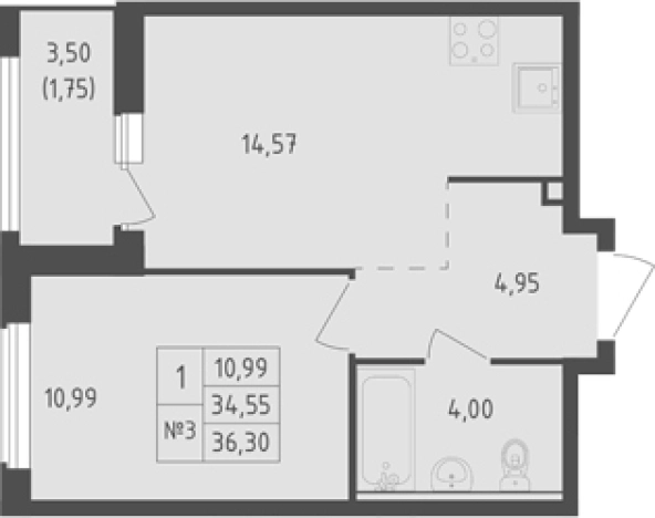 Купить однокомнатную квартиру в ЖК Южная Нева в Ленинградской области. Вариант № 7833652, 0, площадь -  квм, цена 6361030 рублей