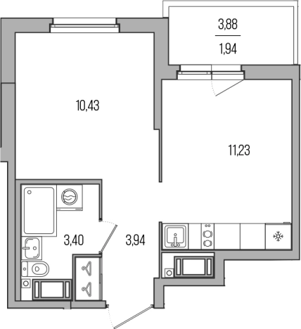 Купить однокомнатную квартиру на улице Новгородский проспект в Санкт-Петербурге. Вариант № 76352, 0, площадь -  квм, цена 6961600 рублей