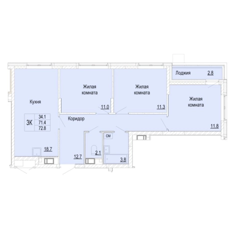 Купить трехкомнатную квартиру в новостройках у метро Парк Культуры в Нижнем Новгороде. Вариант № 170006, 0, площадь -  квм, цена 12103516 рублей