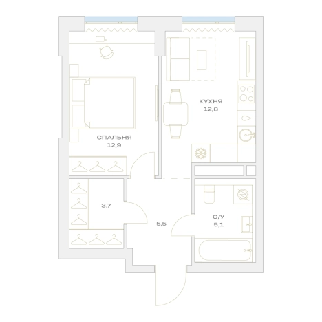 Купить однокомнатную квартиру в ЖК Детали в Москве. Вариант № 8686529, 0, площадь -  квм, цена 16716315 рублей