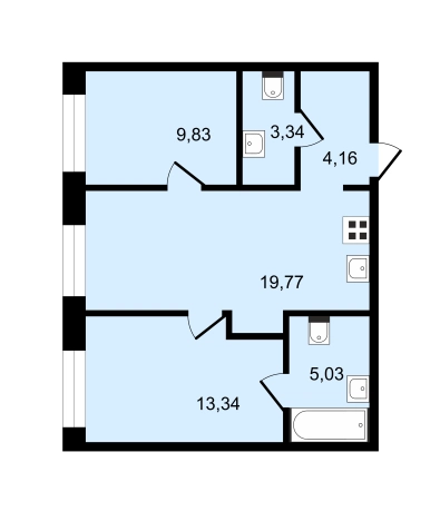 Купить двухкомнатную квартиру в новостройках в Москве. Вариант № 43125, 0, площадь -  квм, цена 19900000 рублей