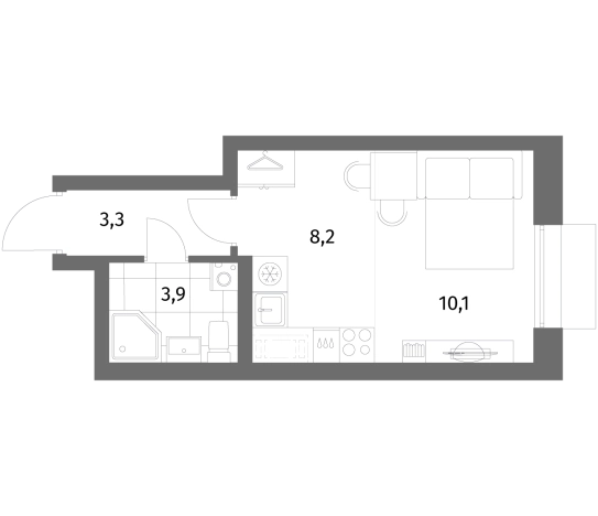 . Вариант № 7262595, 0, площадь - 25.5 квм, цена 10962000 рублей