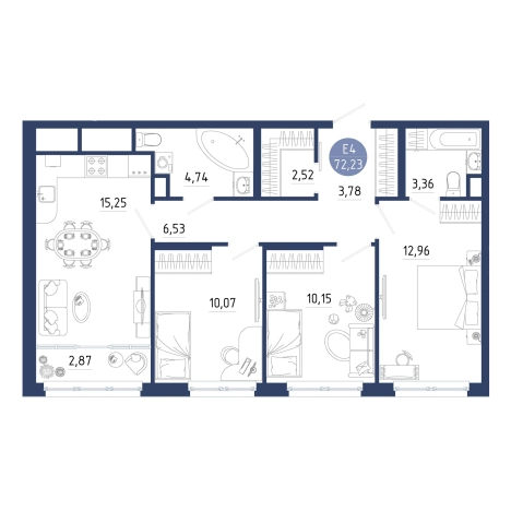 Купить трехкомнатную квартиру на улице проезд Бульвар Оптимистов в Рязанской области. Вариант № 102354, 0, площадь -  квм, цена 8232053 рублей