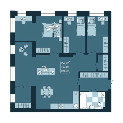 Купить четырехкомнатную квартиру в ЖК Соболь в Владивостоке. Вариант № 5460190, 0, площадь -  квм, цена 14511344 рублей