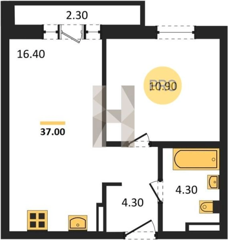 Купить однокомнатную квартиру в ЖК Город Оружейников в Удмуртской Республике. Вариант № 68738, 0, площадь -  квм, цена 2691080 рублей