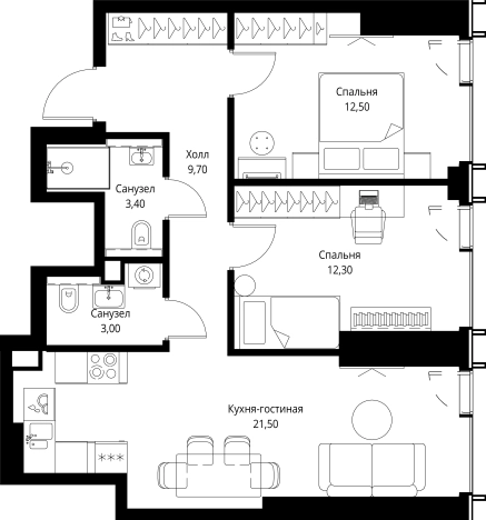 Купить двухкомнатную квартиру в новостройках в ЖК VEER в Москве. Вариант № 5846312, 0, площадь - квм, цена 33696000 рублей