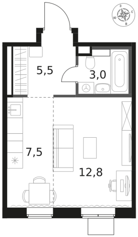 Купить однокомнатную квартиру в ЖК 1-й Химкинский в Химках. Вариант № 9701535, 0, площадь -  квм, цена 8069760 рублей