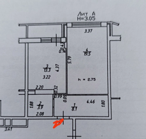 . Вариант № 3733257, 12, площадь - 44.8 квм, цена 7100000 рублей