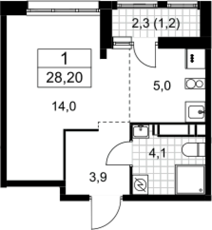 . Вариант № 3952090, 0, площадь - 27 квм, цена 6623334 рублей