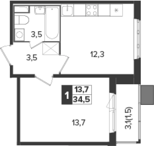 Купить однокомнатную квартиру в ЖК Южная Битца в Московской области. Вариант № 9836960, 0, площадь -  квм, цена 9806220 рублей