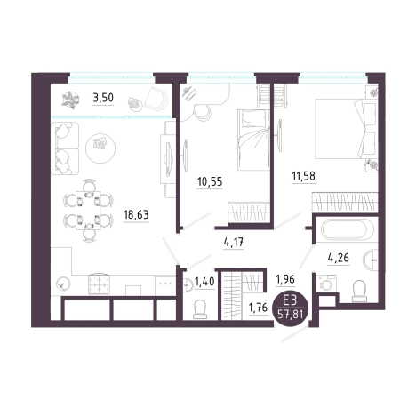 Купить квартиру в новостройках в ЖК "Крылья" в Рязани. Вариант № 124528, 0, площадь -  квм, цена 7918236 рублей