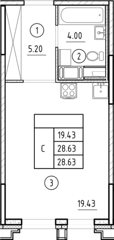 Купить Студию у метро Горный институт в Санкт-Петербурге. Вариант № 6231485, 0, площадь -  квм, цена 12339530 рублей