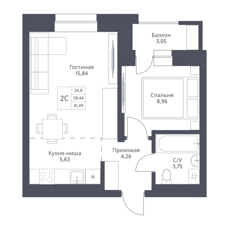 Купить двухкомнатную квартиру в ЖК Актив (Новосибирск) в Новосибирске. Вариант № 10031134, 0, площадь -  квм, цена 9491000 рублей