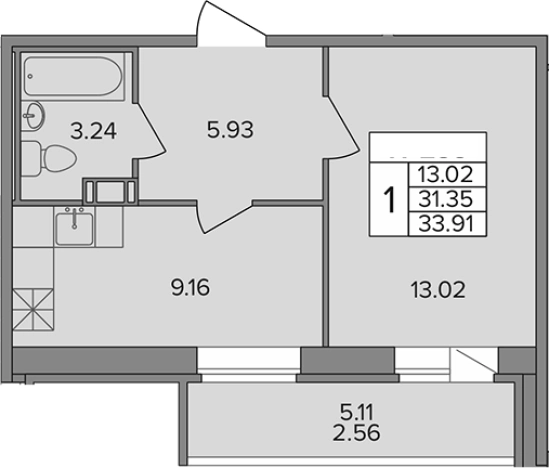 Купить однокомнатную квартиру в ЖК Капральский в Ленинградской области. Вариант № 6643349, 0, площадь -  квм, цена 5629060 рублей