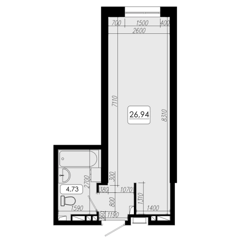 . Вариант № 6802184, 0, площадь - 26.94 квм, цена 6761940 рублей