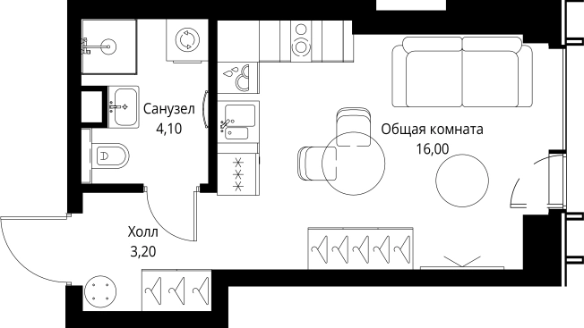 Купить Студию у метро Аминьевская в Москве. Вариант № 5847045, 0, площадь -  квм, цена 19968100 рублей
