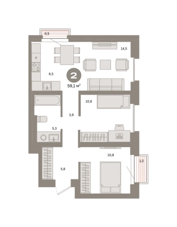 Купить двухкомнатную квартиру в ЖК Метроном в Москве. Вариант № 119617, 0, площадь - квм, цена 20900000 рублей