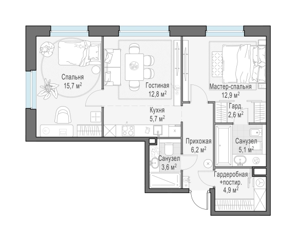 Купить трехкомнатную квартиру в новостройках на улице Щербакова в Мытищах. Вариант № 167901, 0, площадь -  квм, цена 14910000 рублей