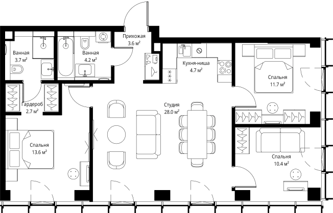 Купить квартиру у метро Дмитровская в Москве. Вариант № 161689, 0, площадь - квм, цена 54185600 рублей