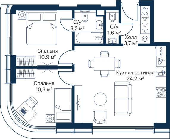 Купить двухкомнатную квартиру в СЗАО в Москве. Вариант № 1274447, 0, площадь - квм, цена 26186548 рублей
