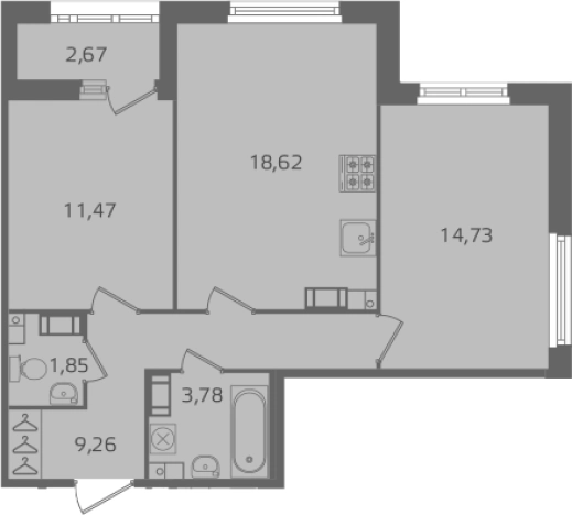 . Вариант № 6239641, 0, площадь - 59.71 квм, цена 20116299 рублей