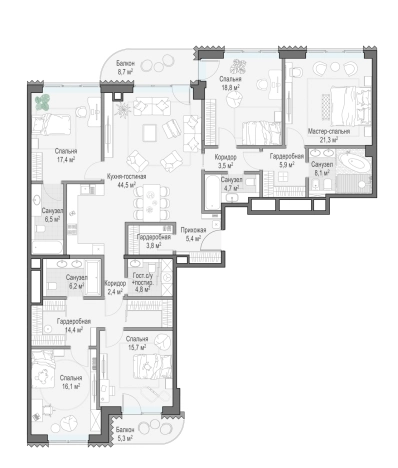 Купить квартиру в районе Якиманка в Москве. Вариант № 168501, 0, площадь - квм, цена 735770000 рублей