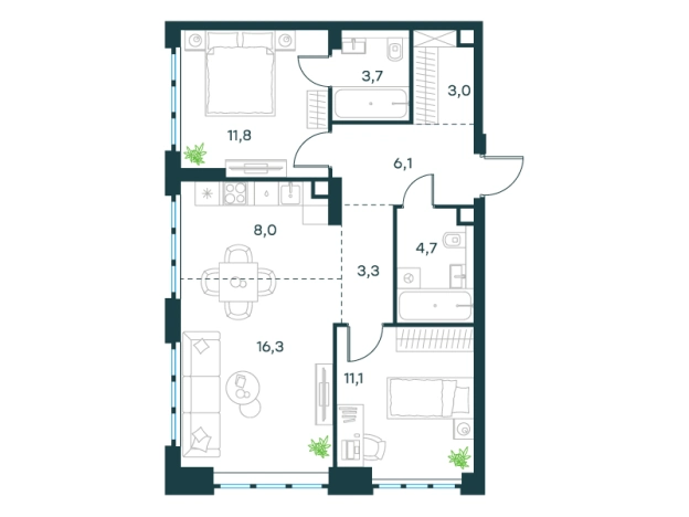 Купить трехкомнатную квартиру у метро Кожуховская в Москве. Вариант № 149562, 0, площадь -  квм, цена 36678632 рублей