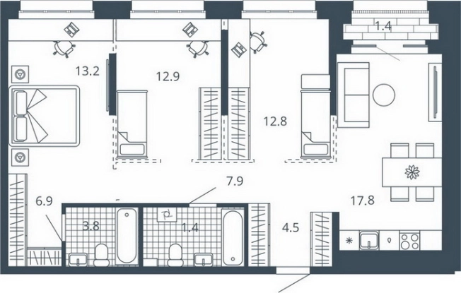 Купить двухкомнатную квартиру в ЖК Жилой комплекс "Scala city" в Пензе. Вариант № 9700038, 0, площадь -  квм, цена 8993600 рублей