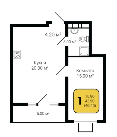 Купить однокомнатную квартиру на улице Остужева в Воронеже. Вариант № 1303969, 0, площадь -  квм, цена 6281980 рублей