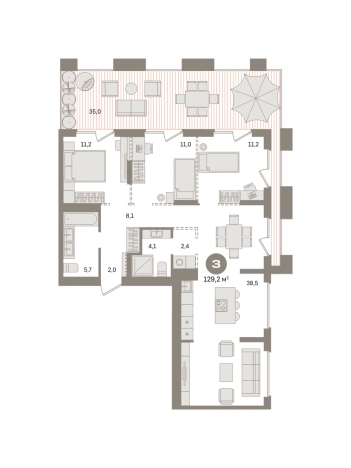 Купить трехкомнатную квартиру у метро Домодедовская в Видном. Вариант № 8587069, 0, площадь -  квм, цена 20370000 рублей