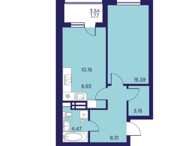Купить однокомнатную квартиру в ЖК Городские Сады в Воронеже. Вариант № 103166, 0, площадь -  квм, цена 7779048 рублей