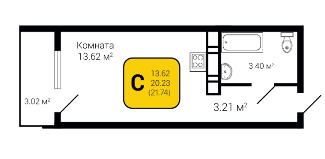 Купить квартиру в новостройках в ЖК Молодежный в Воронеже. Вариант № 96684, 0, площадь -  квм, цена 2476186 рублей