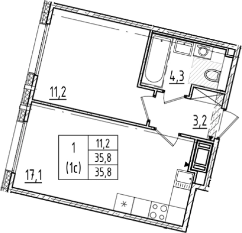 Купить двухкомнатную квартиру в новостройках в ЖК Большая Охта в Санкт-Петербурге. Вариант № 6244492, 0, площадь -  квм, цена 12083609 рублей