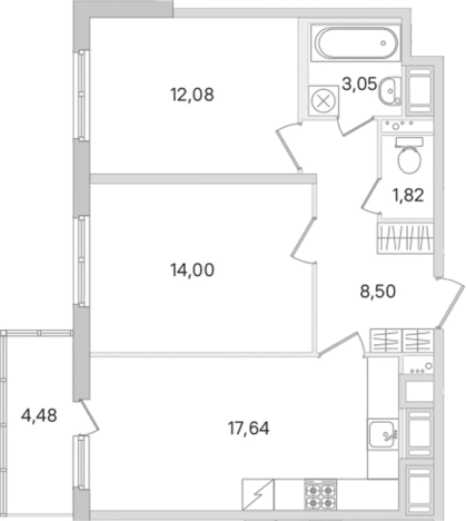 Купить трехкомнатную квартиру у метро Проспект Большевиков в Ленинградской области. Вариант № 8488432, 0, площадь -  квм, цена 9551157 рублей