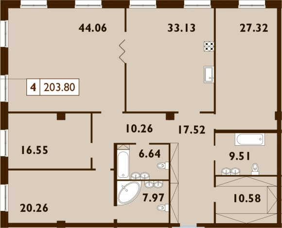 Купить пятикомнатную квартиру в Санкт-Петербурге. Вариант № 75748, 0, площадь -  квм, цена 101265600 рублей