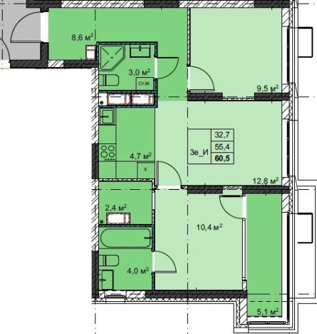Купить трехкомнатную квартиру в ЖК Футурист в Владивостоке. Вариант № 1140690, 0, площадь -  квм, цена 13352350 рублей