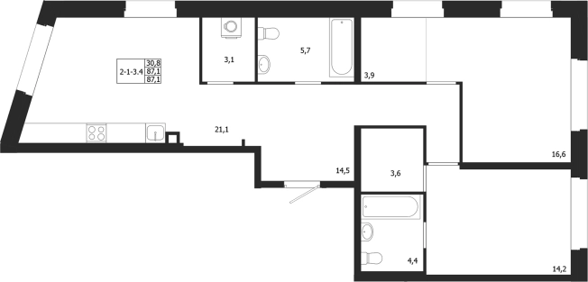 Купить двухкомнатную квартиру в ЖК ЛДМ в Санкт-Петербурге. Вариант № 6851476, 0, площадь -  квм, цена 76242503 рублей