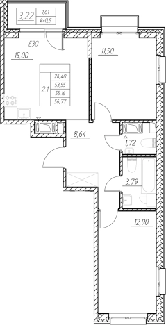 Купить трехкомнатную квартиру в ЖК RESPECT в Санкт-Петербурге. Вариант № 6058140, 0, площадь -  квм, цена 19827537 рублей