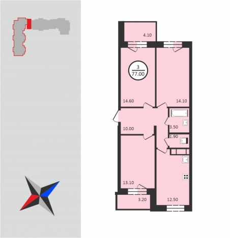 Купить квартиру в новостройках в районе Доброе в Владимире. Вариант № 65116, 0, площадь -  квм, цена 9802000 рублей