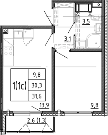 Купить однокомнатную квартиру на улице Пулковское шоссе в Санкт-Петербурге. Вариант № 9510679, 0, площадь -  квм, цена 6818806 рублей