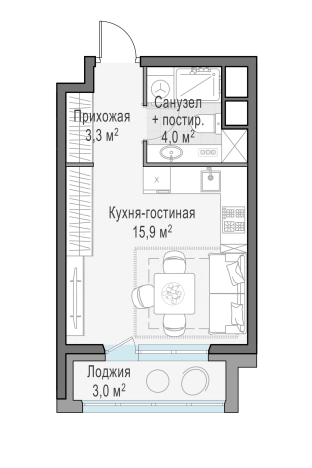 Купить Студию на улице Маковского в Одинцове. Вариант № 134675, 0, площадь -  квм, цена 9300000 рублей