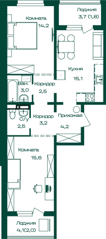 Купить двухкомнатную квартиру на улице Пролетарская в Алтайском крае. Вариант № 7241536, 0, площадь -  квм, цена 11538000 рублей
