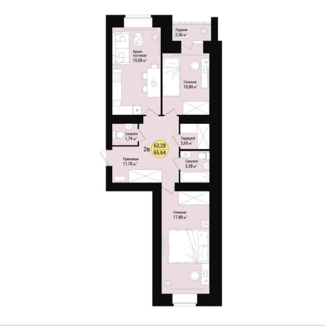 Купить двухкомнатную квартиру в Республике Марий эл. Вариант № 1314606, 2, площадь -  квм, цена 7620400 рублей