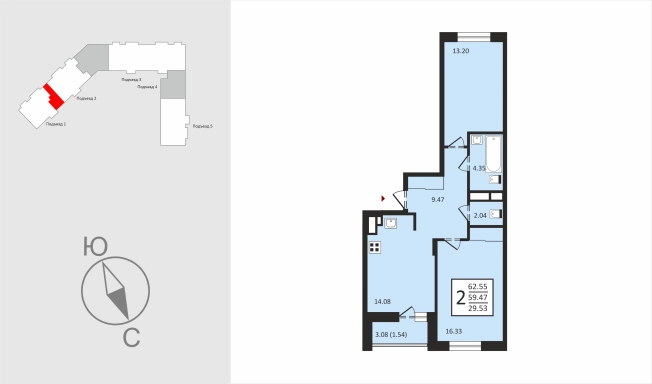 Купить двухкомнатную квартиру в ЖК Заречье Парк (Владимир) в Владимирской области. Вариант № 7870505, 0, площадь -  квм, цена 7138170 рублей