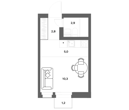Купить Студию в новостройках у метро Девяткино в Ленинградской области. Вариант № 8343942, 0, площадь - квм, цена 4280000 рублей