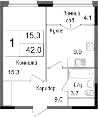 Купить однокомнатную квартиру в ЖК Сиреневый парк в Москве. Вариант № 62375, 0, площадь -  квм, цена 12142200 рублей